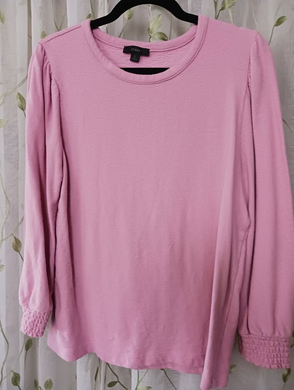L J. Crew Three-quarter smocked-sleeve top